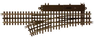 O-54 LEFT HAND SWITCH Atlas Item# 6070 O-54 LEFT HAND SWITCH Atlas Item# 6070 Solid nickel silver rail
Scale-sized ties with accurate tie plate, spike and bolt detail
Detailed, all metal frogs and points
Metal guardrails
Blackened center rail
Pre-wired
Remote control switch machine which can be placed in at least 3 positions (4 on the wye)
Sprung points for positive non-derailing action
Comes complete with controller, wire and all necessary hardware
Can be used with Lionel Trainmaster Command Control<
Complete instructions included.